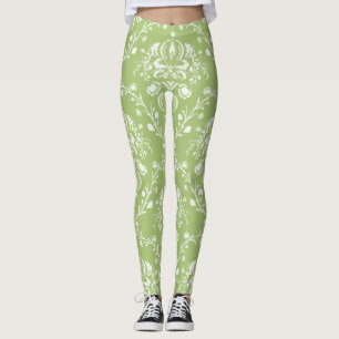 Leggings Moss Green Damask