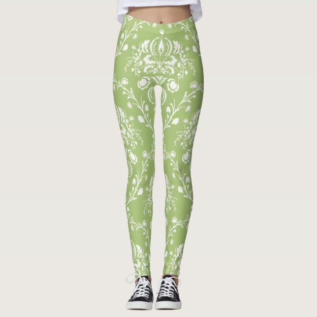 Leggings Moss Green Damask (Anverso)