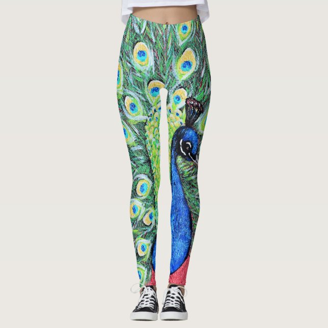 Leggings Mostrar pintura de pavo real (Anverso)