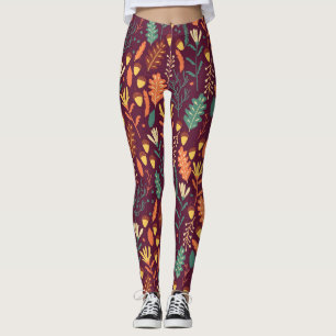 Leggings Motif de cosecha de Naranja rojo de otoño