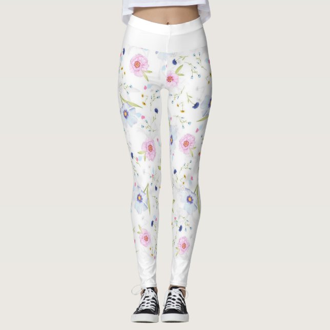 Leggings motif floral noir et blanc (Anverso)