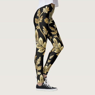 Leggings Motif Geométrico Negro Y Oro