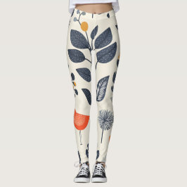 Leggings 🌿 Motif Nature Scandinave avec Oiseau 🐦