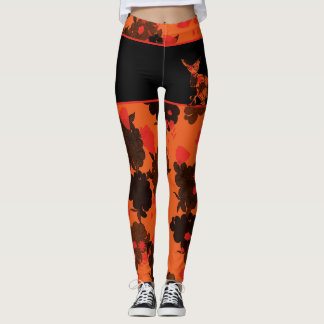 Leggings Motifs Chat Japonais & Chrysanthème