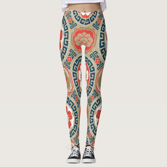 Leggings Motivo asiático: Elegante diseño geométrico (Anverso)