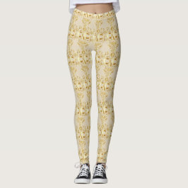 Leggings Motivo de calavera de azúcar dorada