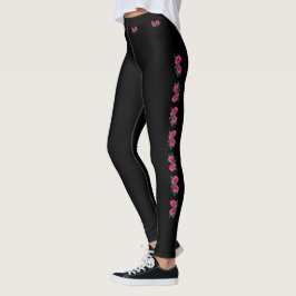 Leggings Motivo de Rosa Negro 