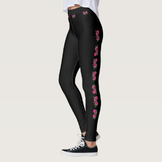 Leggings Motivo de Rosa Negro 