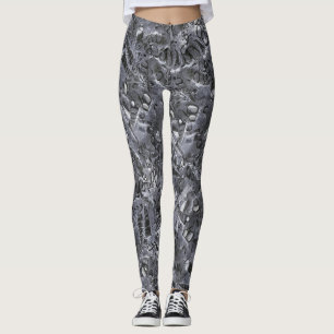 Leggings Motivo de vida marina geológica impresión en blanc