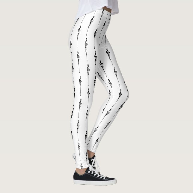 Leggings Motivo Musical de Clave de Sol Derritiéndose en Bl (Derecha)