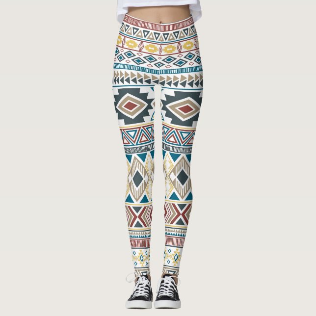 Leggings Motivos tribales aztecos: diseño sin foco geométri (Anverso)