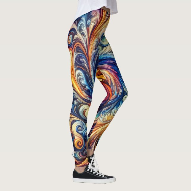 Leggings Movimiento colorido Resumen de arte (Derecha)