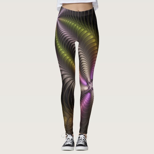 Leggings Movimiento poderoso Abstracto de arte fractal colo (Anverso)