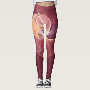 Leggings Movimiento Resumen Vino Moderno Arte Fractal Rosa