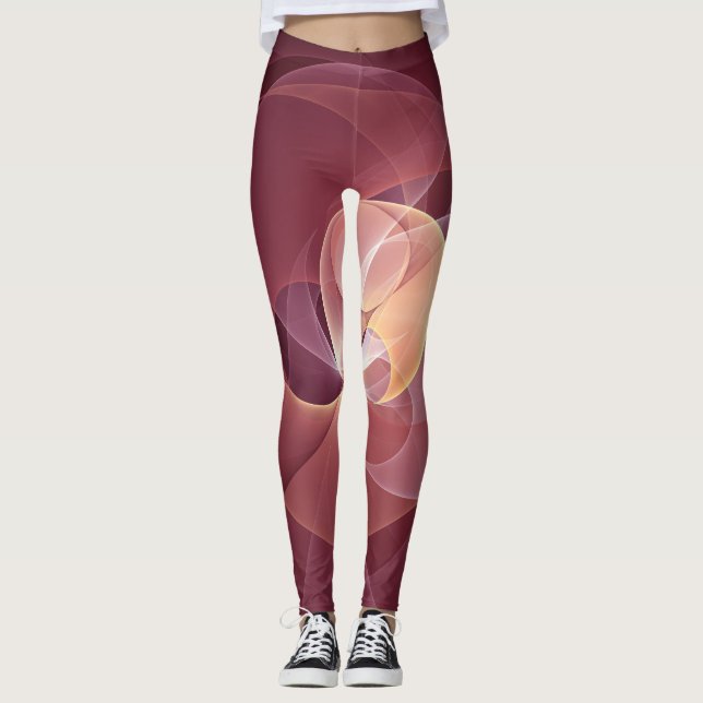 Leggings Movimiento Resumen Vino Moderno Arte Fractal Rosa  (Anverso)