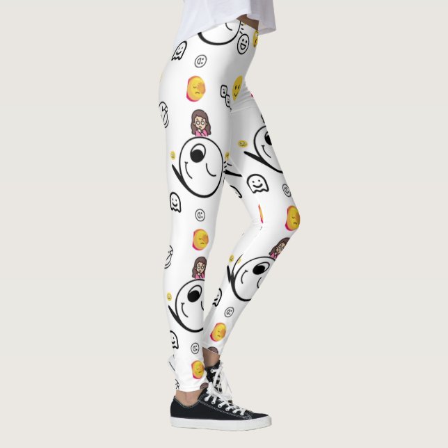 Leggings "Muchos tipos divertidos de Emoji sobre fondo blan (Derecha)
