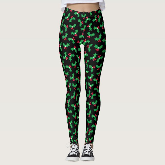 Leggings Muérdago en Negro (Anverso)