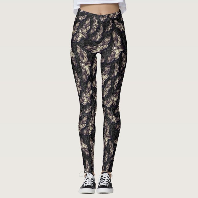 Leggings Muerte Cabeza Moth Gótico Gótico Carving Alternati (Anverso)