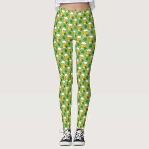 Leggings Mug de cerveza irlandesa con patrón de amante de S