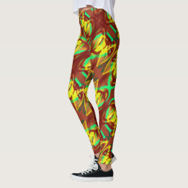 Leggings Mujer afortunada diseño de arte limón café manzana