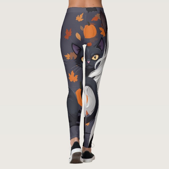 Leggings Mujer animosa con gato negro. (Reverso)