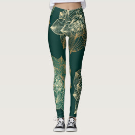 Leggings Mujer de piernas con magnolia de oro