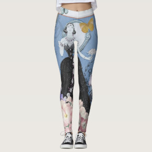 Leggings Mujer elegante azul vestido floral elegante 
