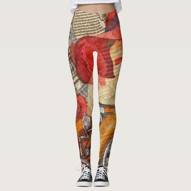 Leggings Mujer Parisiense: Torre Eiffel Retro. (Anverso)