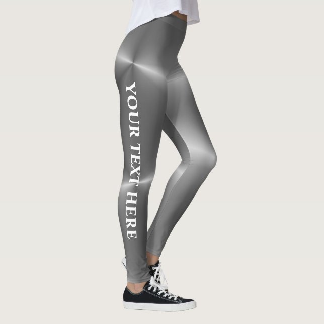 Leggings Mujer Personalizable falso plateado Nombre de text (Derecha)