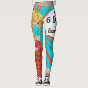 Leggings Mujer retro de arte pop con máscara facial