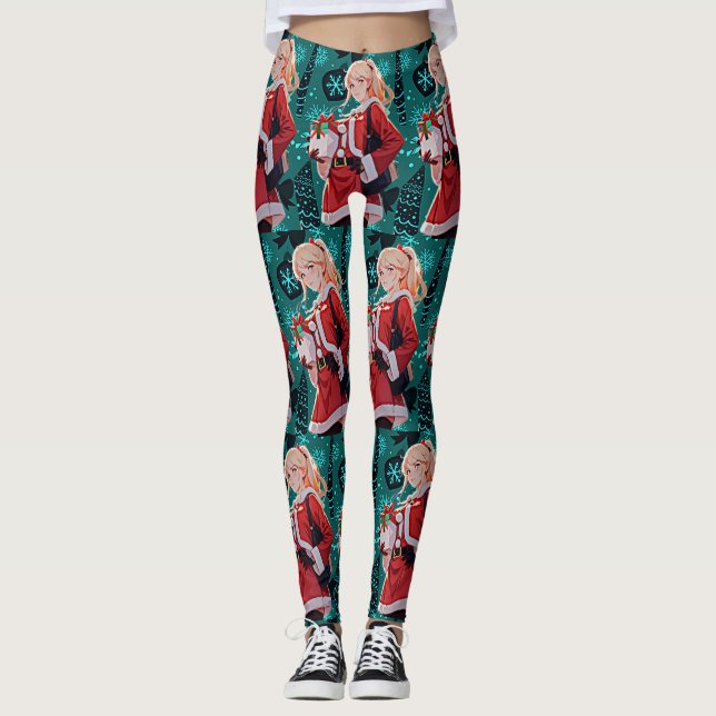 Leggings mujeres con disfraces de ayudantes de santas (Anverso)