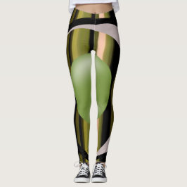 Leggings mujeres con piernas negras de rayas verdes