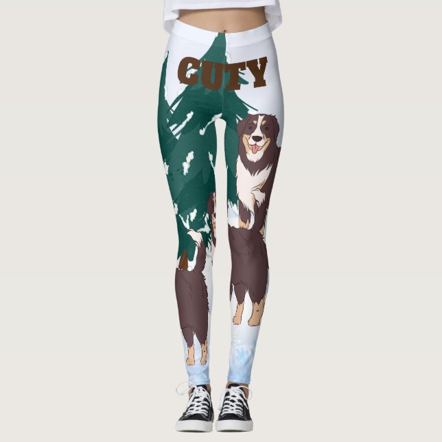 Leggings Mujeres de perros Husky Siberian del Ártico Brown  (Anverso)