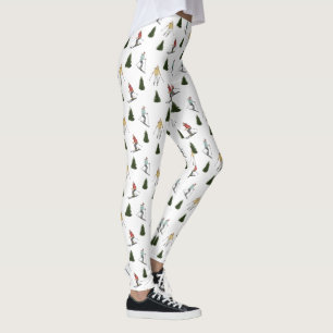 Leggings Mujeres Esquiando Patrón de Deportes de Invierno e