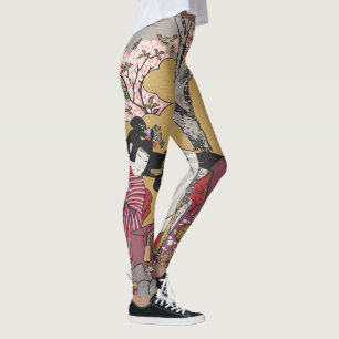Leggings Mujeres japonesas y flores de cerezo