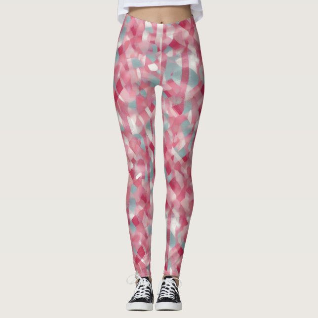Leggings Mujeres modernas de color rosa impreso (Anverso)