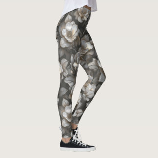 Leggings Mujeres plateadas Ropa activa Gardenias Flor Mamá