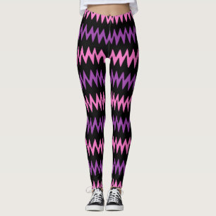 Leggings Mujeres Zig Zag Piernas de Moda Púrpura/Rosa