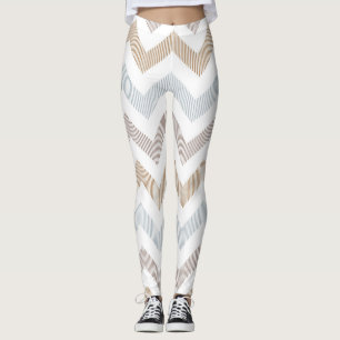 Leggings Mujeres Zigzag Tan/Beige/ Piernas Azules Ligeras