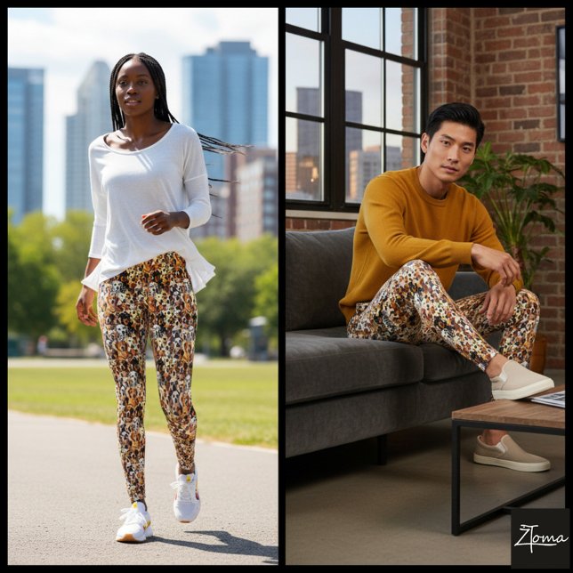 Leggings Multi-Tone Crowded Dog Face Mix Pattern (Subido por el creador)