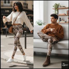 Leggings Multi-Tone Crowded Dog Face Mix Pattern