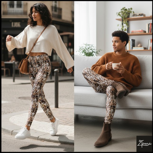 Leggings Multi-Tone Crowded Dog Face Mix Pattern (Subido por el creador)