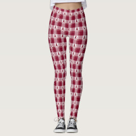 Leggings Multiple Myeloma Cancer Awareness Burgundy Plaid