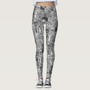 Leggings multitud críptica de piernas blancas negras