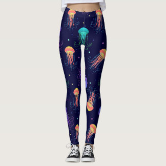 Leggings Mundo de las medusas submarinas: patrón brillante.