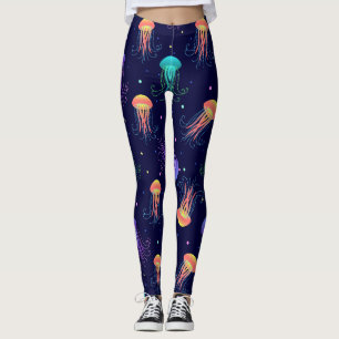 Leggings Mundo de las medusas submarinas: patrón brillante.