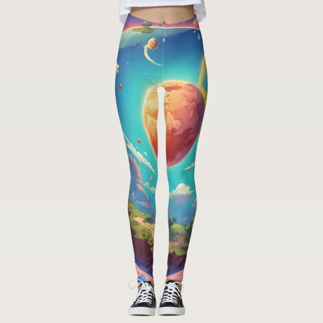 Leggings "Mundo en tecnicolor: Vista satelital del arte dig (Anverso)