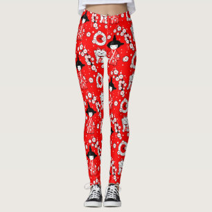 Leggings Muñecas japonesas - Gatos Kokeshi y Maneki Neko