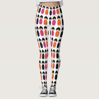 Leggings Muñecas tradicionales japonesas kokeshi geisha