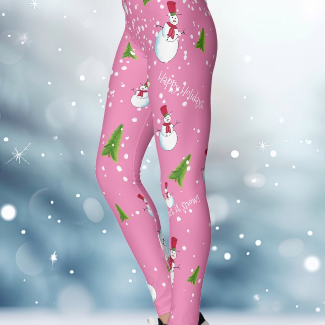Leggings Muñeco de Nieve de Navidad Rosa (Subido por el creador)
